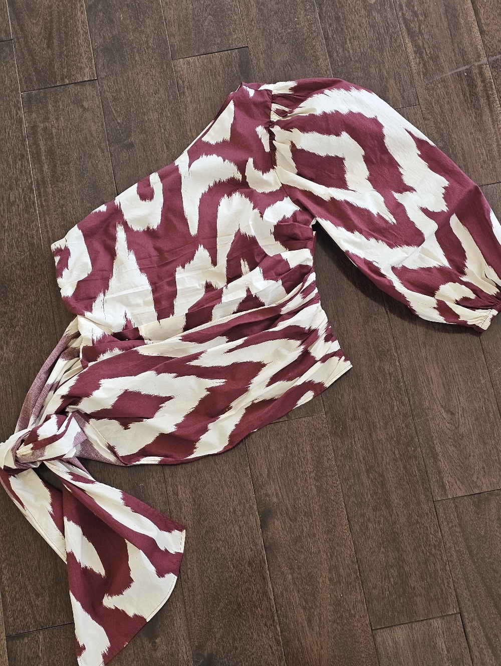 Express Printed One Shoulder Tie Waist Top Size Medium - Picture 5 of 12